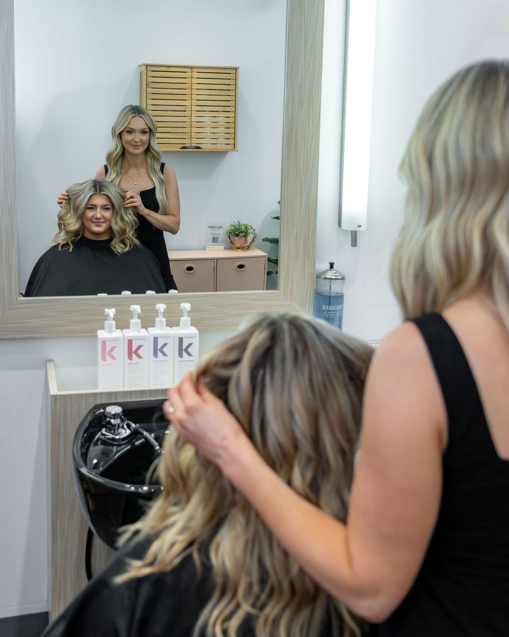 Branding photography session of hairdresser in her salon