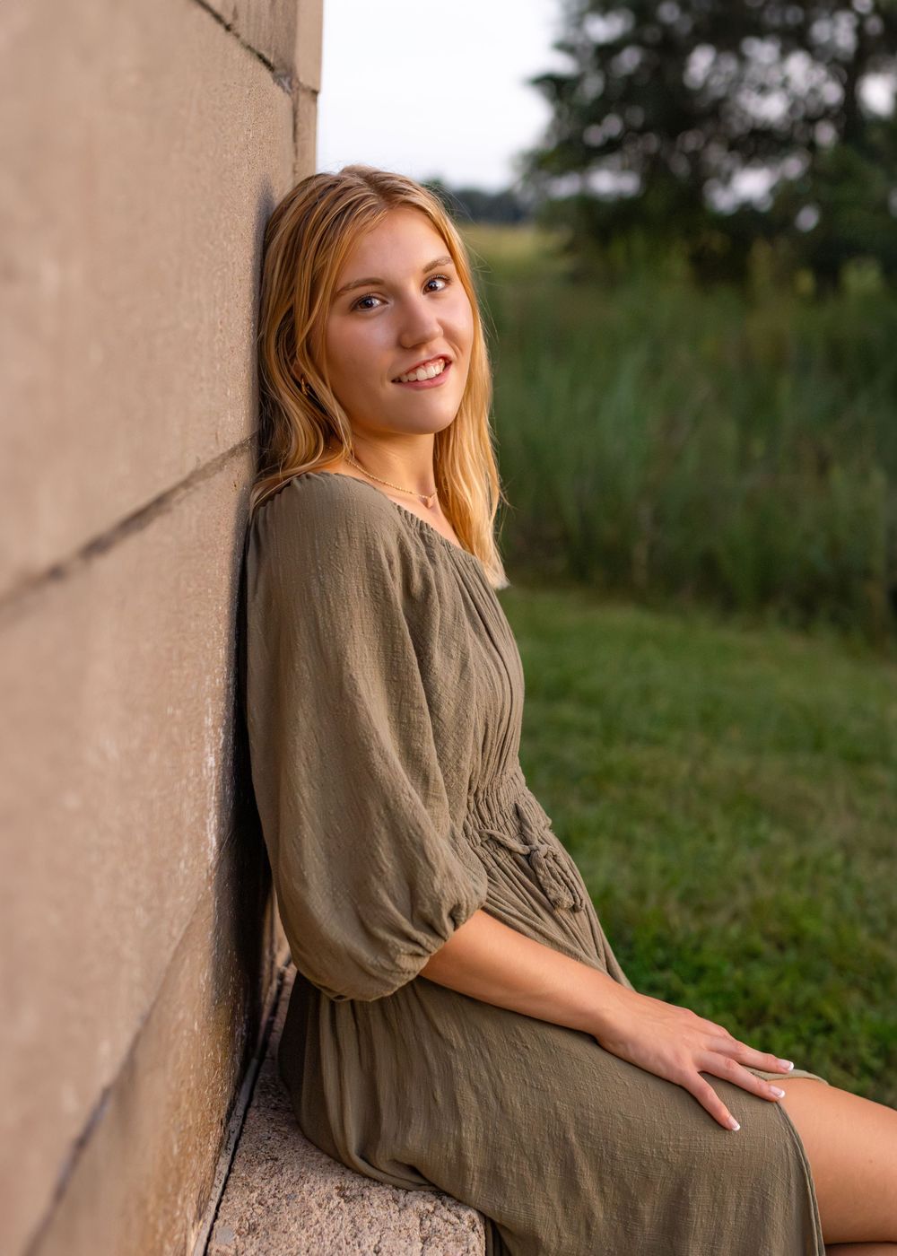 Outdoor portrait photography with rental flowy dress. Golden hour. Indian Camp Creek located outside of St. Louis, MO