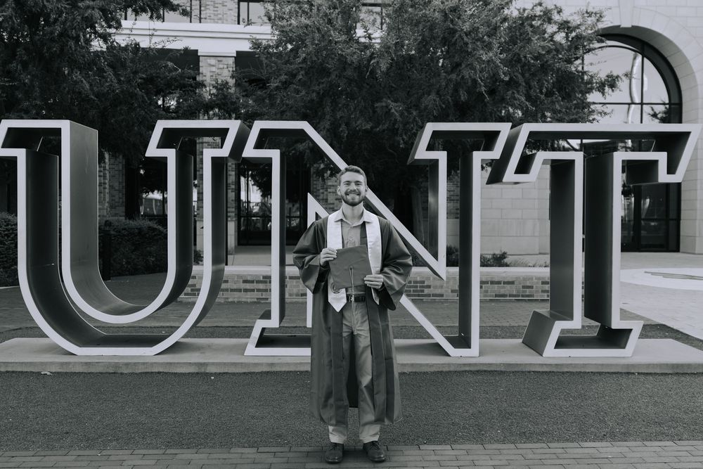 A black and white collage of six photographs showing a person in various poses on a grassy lawn.
