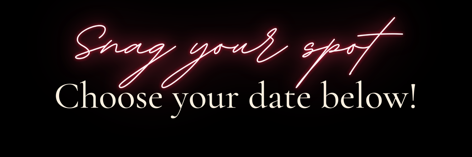 Neon style text banner inviting viewers to choose their date.