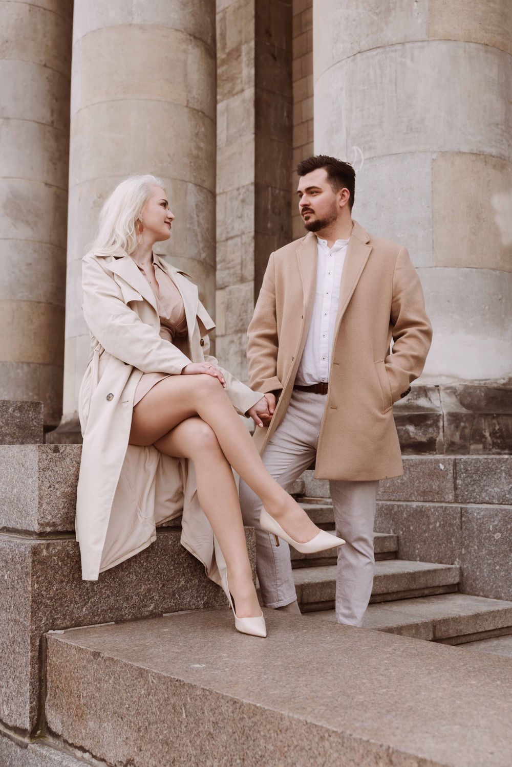 Stylowa sesja w beżach, Warszawa PKiN