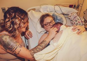 Emotional moments shared in a hospital room with medical equipment visible.