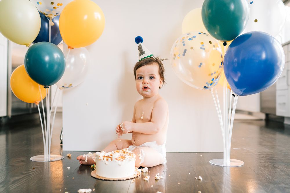 One year old boy cake smash session.