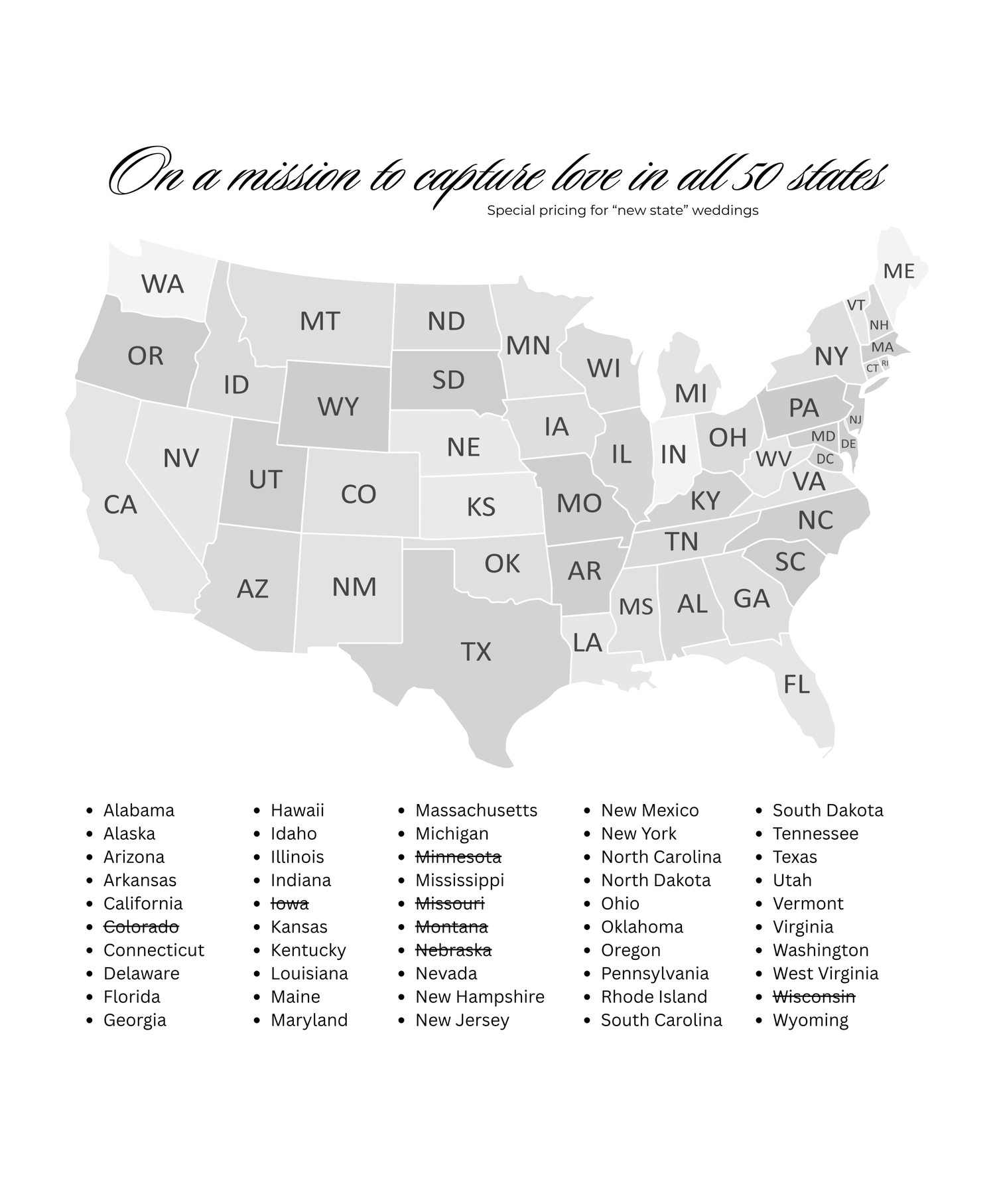 A United States map showing investment opportunities with a list of all 50 states below and text about capital gains.