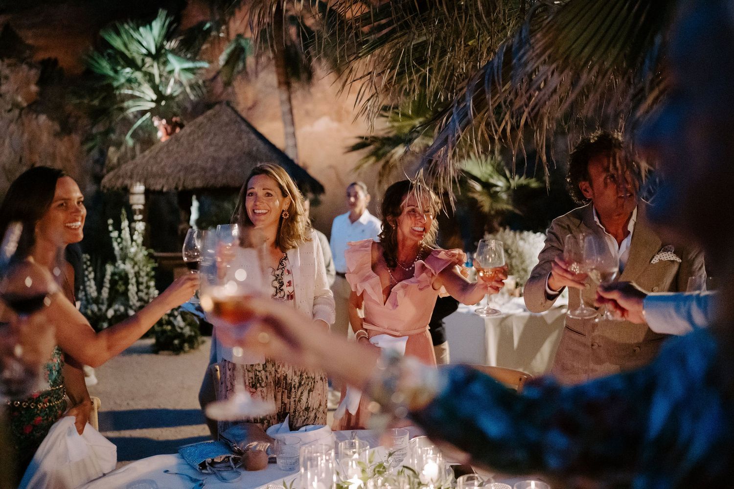 wedding guests cheering during speeches at Amante Ibiza