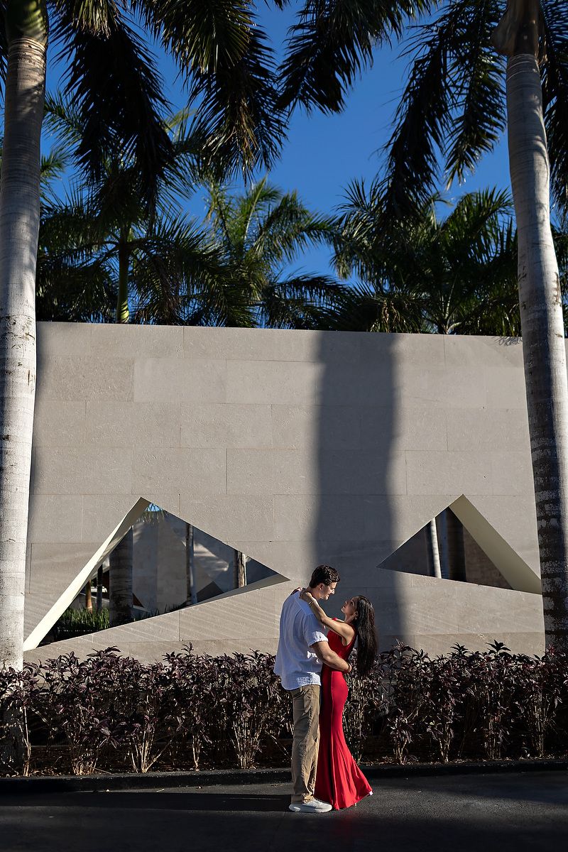 Couple framed by tropical architecture at TRS Coral Hotel.