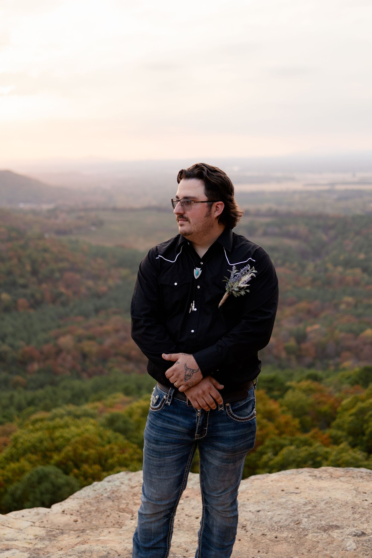 petit jean elopement groom