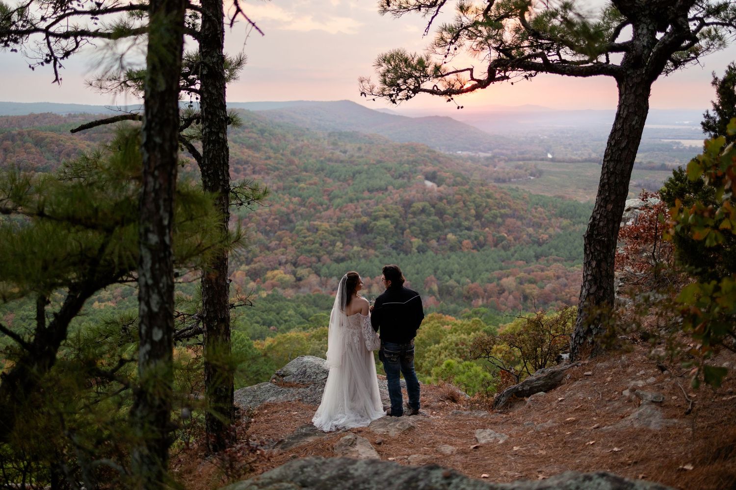 petit jean elopement sunset
