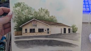 Watercolor business building portrait
