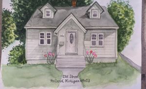 Watercolor home portrait