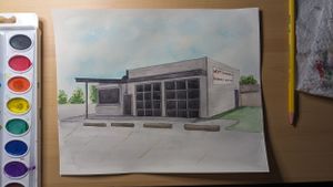 Watercolor business building portrait
