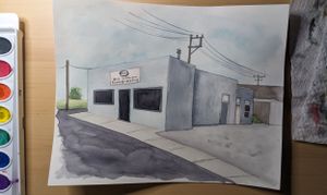 Watercolor business building portrait