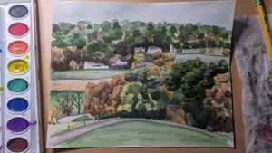 Watercolor farm portrait