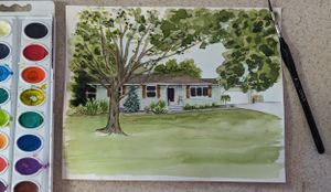 Watercolor home portrait