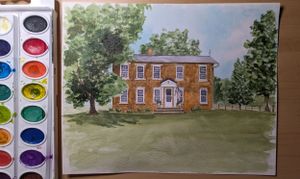 Watercolor farm house portrait
