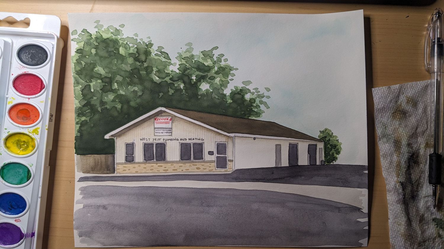 Watercolor painting of generational business, family owned