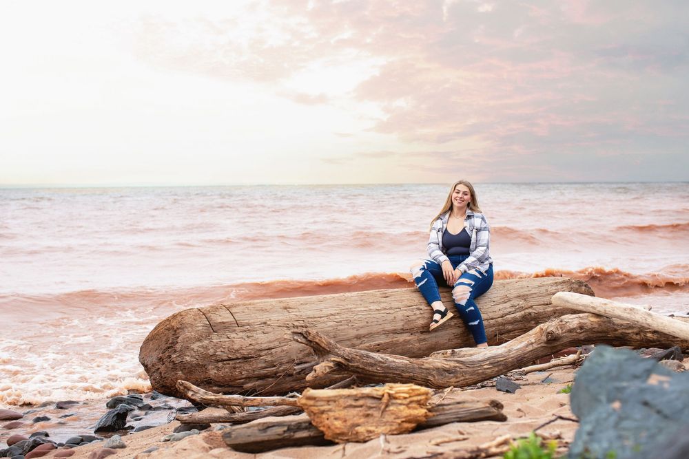 Senior portrait session near Lake Superior in Poplar, WI