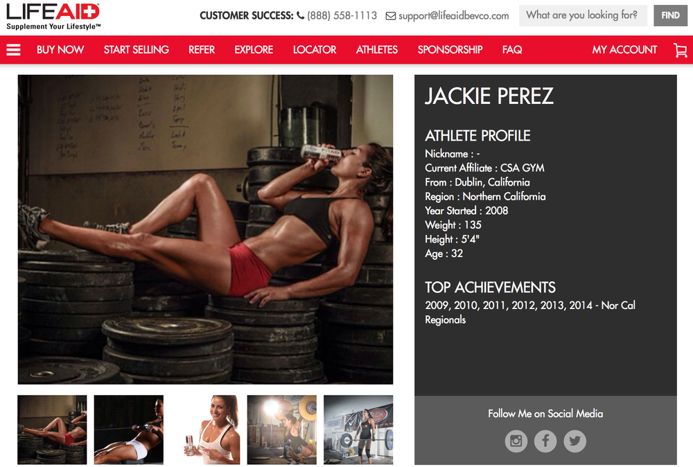 Professional website layout displaying portfolio sections with workout and fitness related content and social media links.