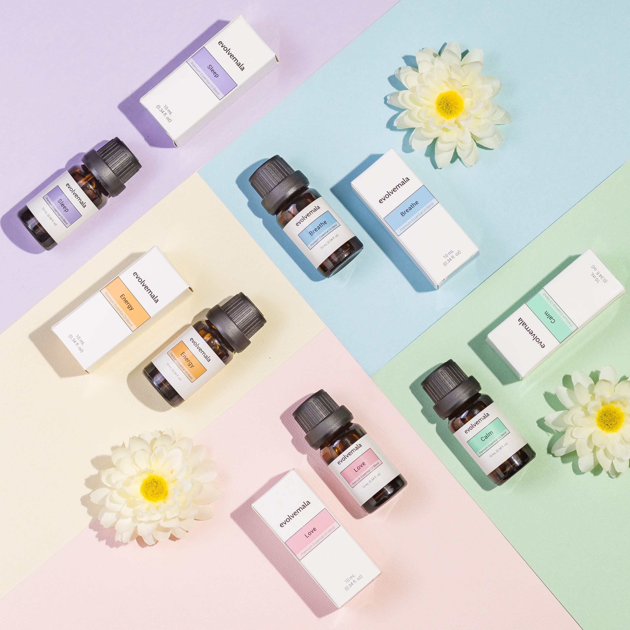 Studio product photography in San Francisco Bay Area of essential oils with professional lighting and neutral background