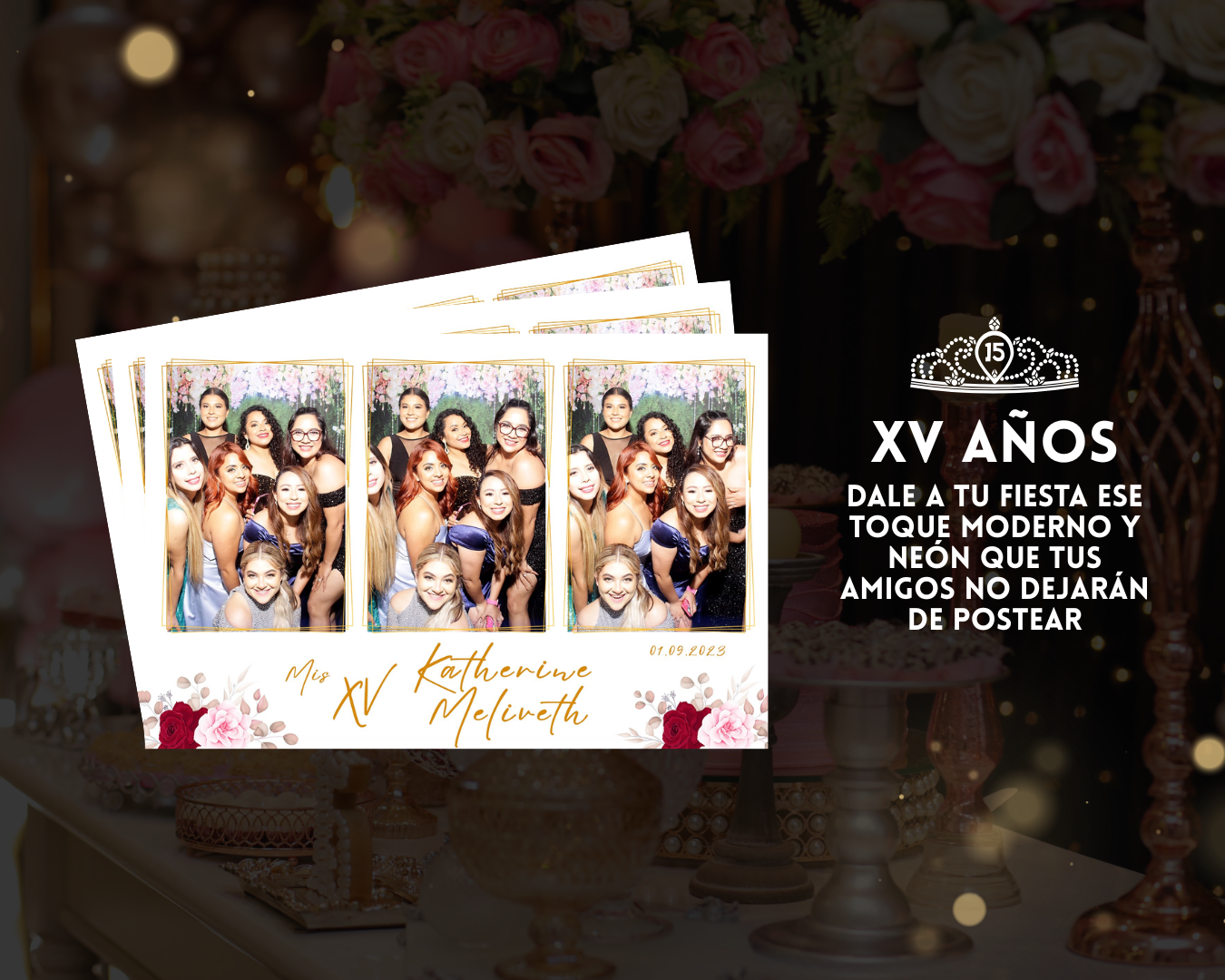 Open Booth Deluxe para XV años en Guatemala con contenido para redes