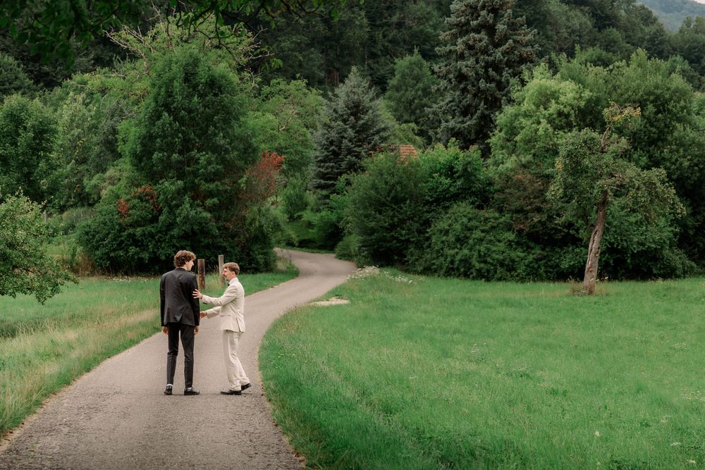 Scenic forest path with lush green vegetation and natural lighting.