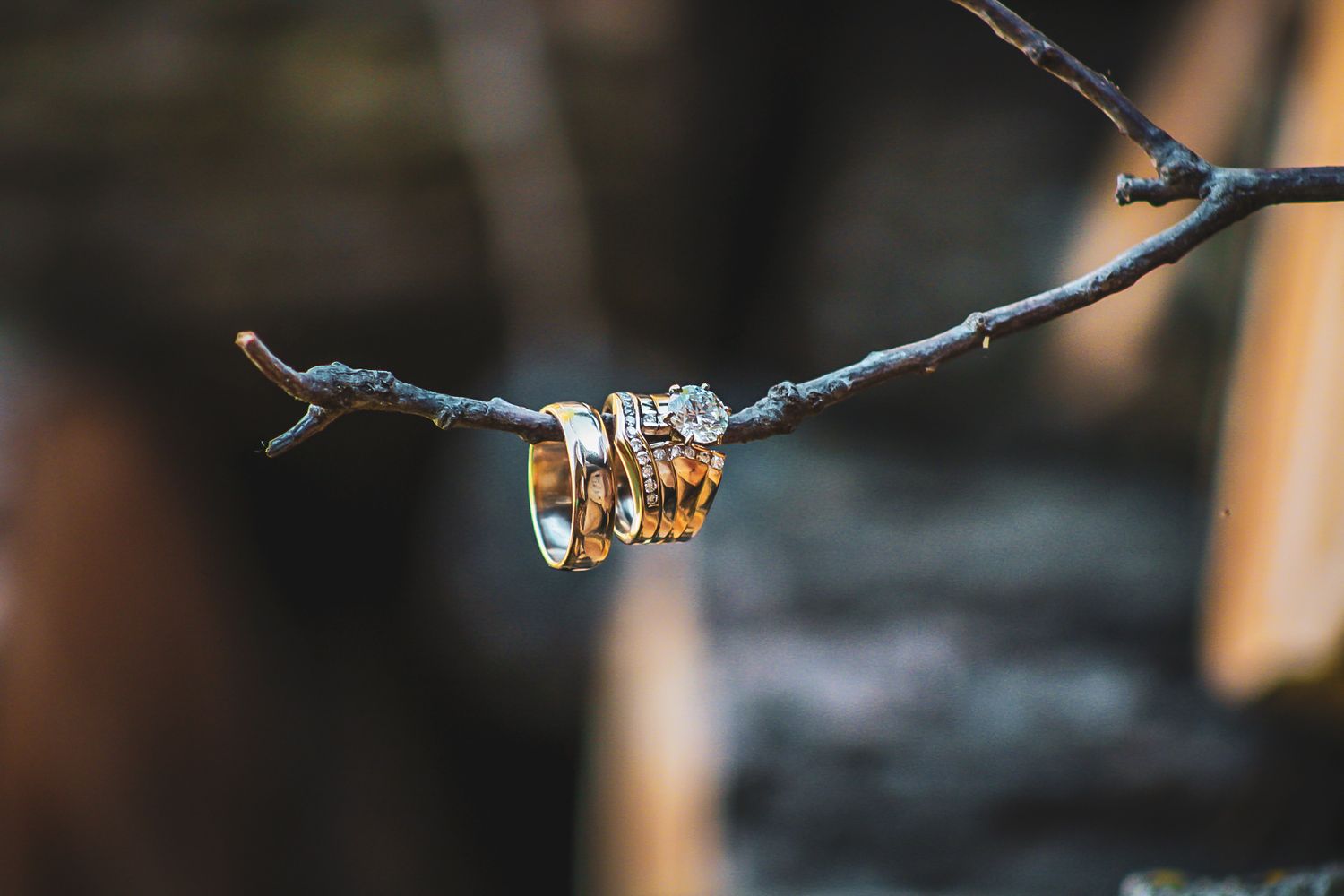 Up close wedding ring photos.