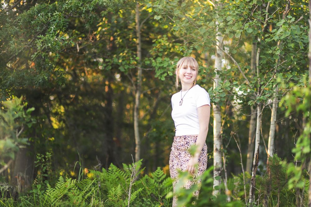 Senior photo session at a family cabin in Northern Wisconsin