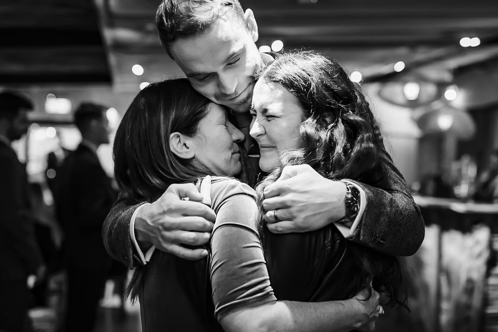 Black and white photo series showing intimate romantic moments between couples dancing and embracing.