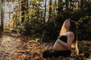 Sunlight filters through autumn trees creating a golden glow in a series of nature portraits.