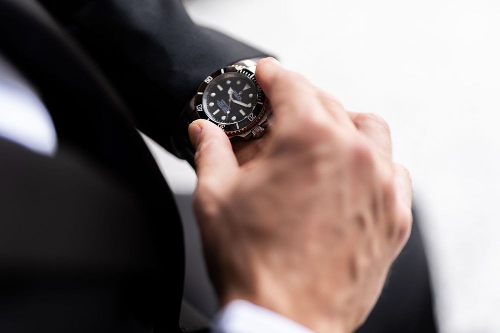 groom looking at his watch