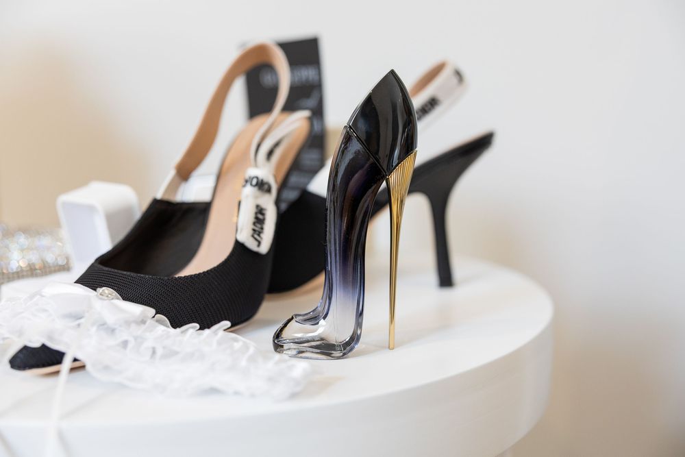 Black dior wedding shoes
