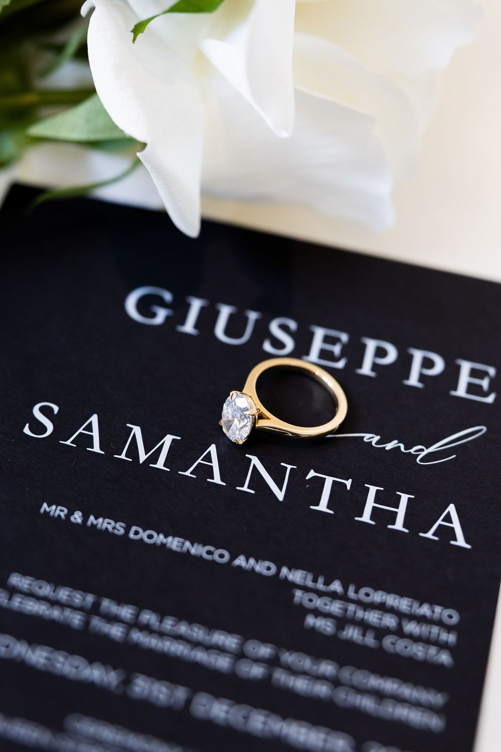 Black wedding invitation