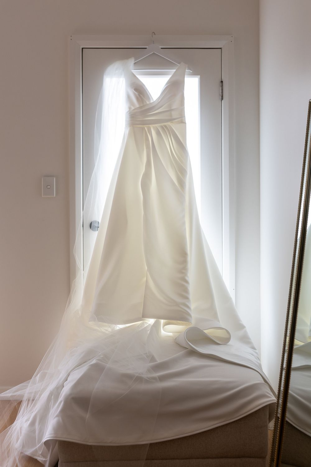 close up of brides dress