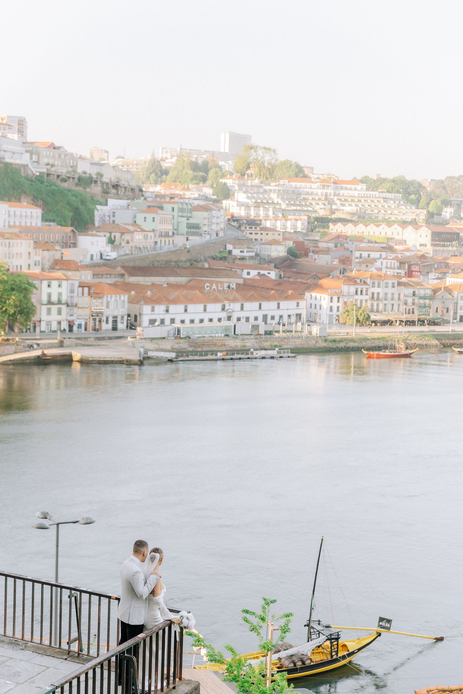 Panoramic views of the iconic Dom Luis I Bridge over the Douro River in Porto, Portugal from multiple angles.