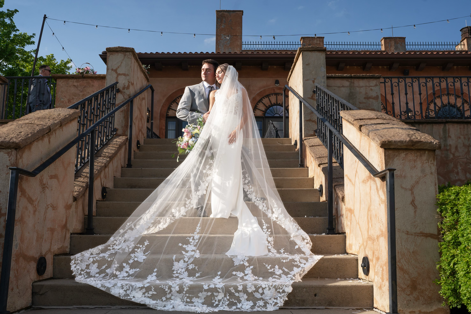 outdoor wedding photo of a couple at the corazon