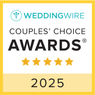 WeddingWire Couples Choice Awards 2025 badge featuring five gold stars.