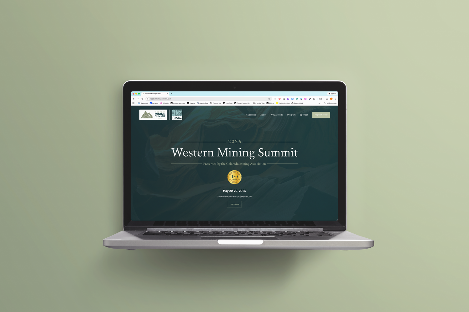 Laptop and mobile device displays showing responsive website design with dark teal theme.
