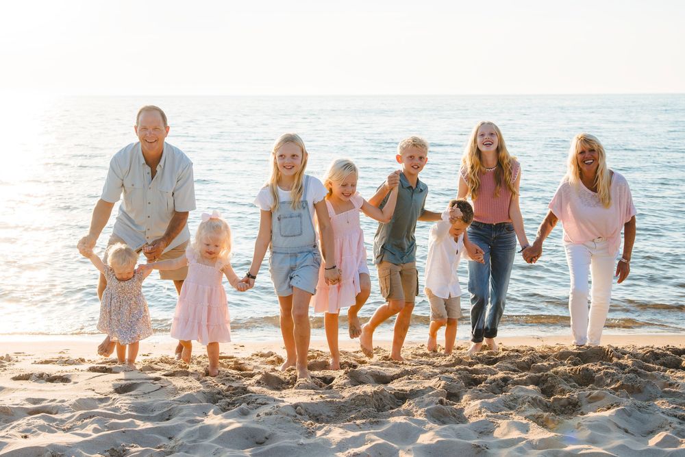 Extended family beach