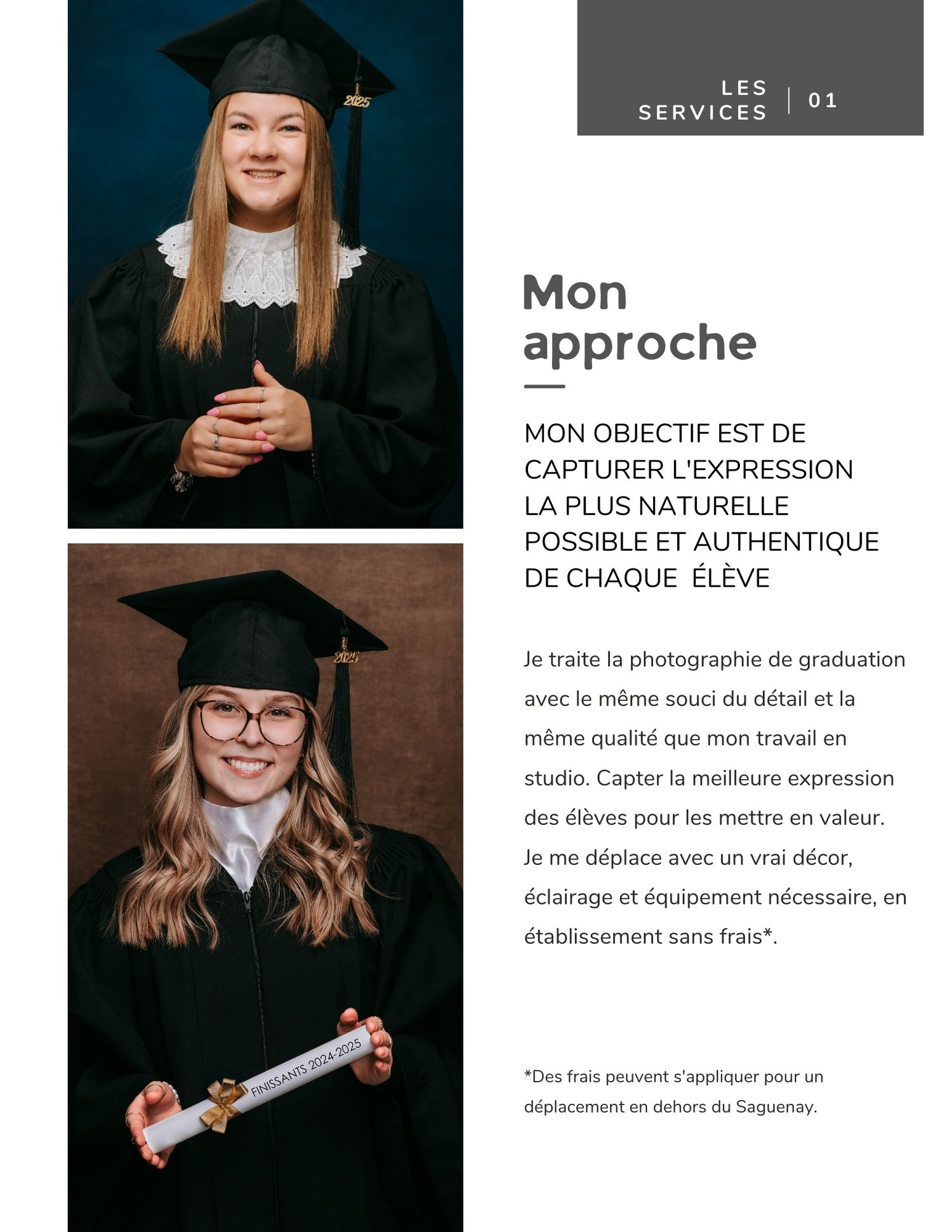 A collection of graduation photos showing students in black caps and gowns against dark backgrounds.