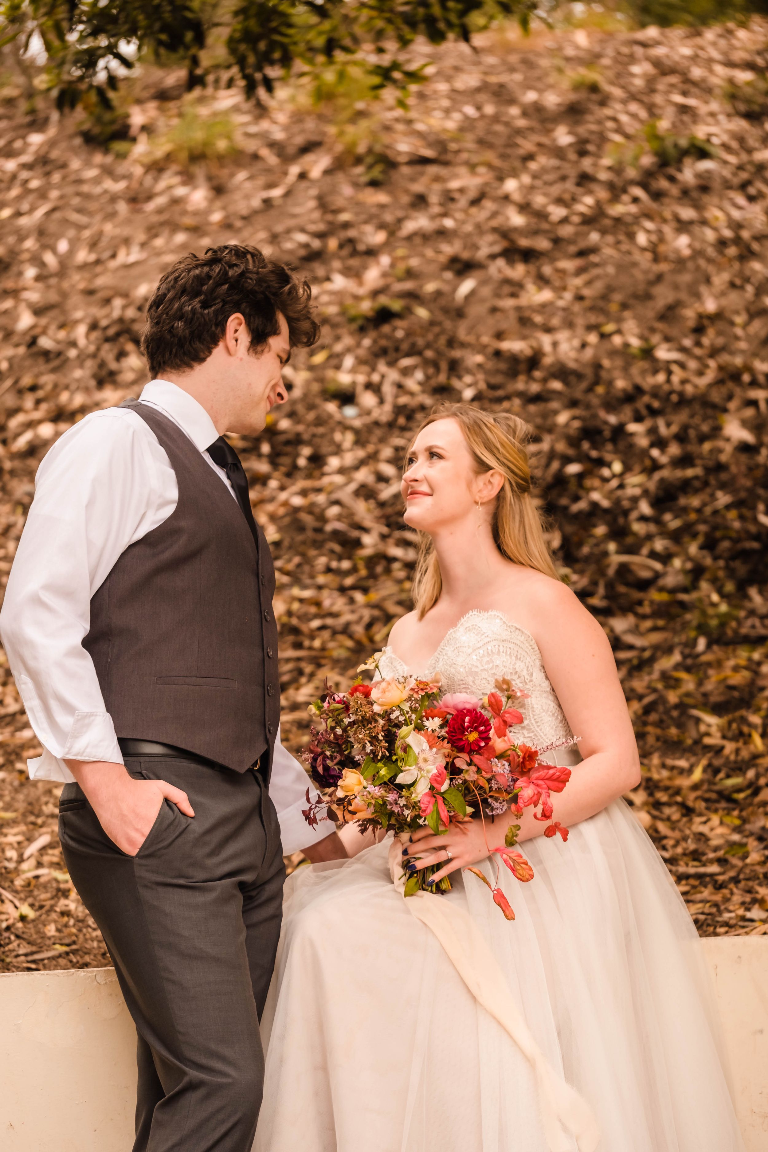Romantic portrait of the couple surrounded by fog during their Harry Potter inspired session.