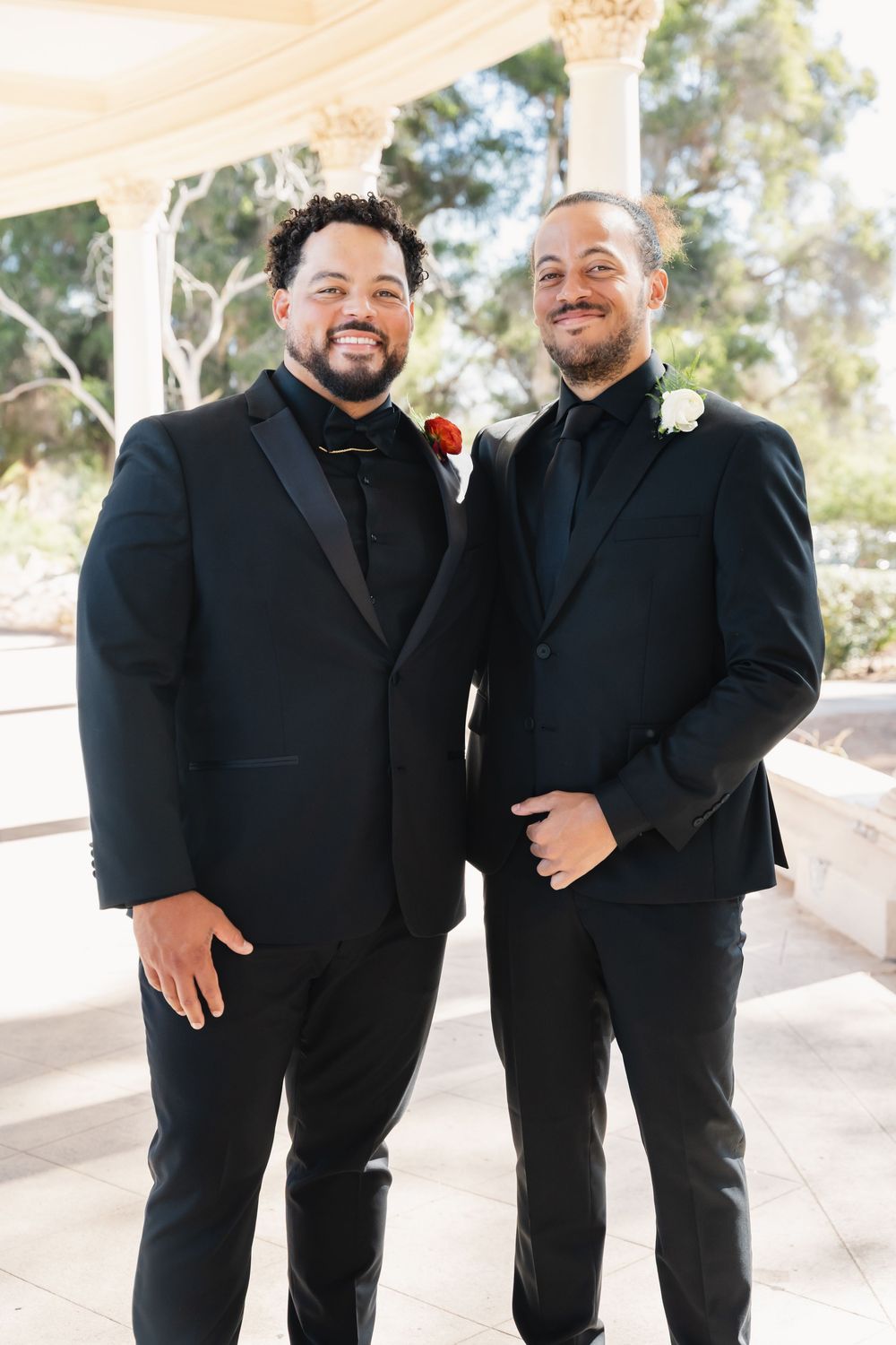 Portraits with best man at Spreckels Organ Pavilion in Balboa Park