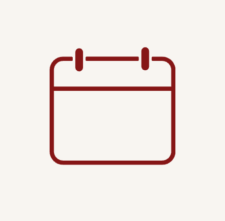 Red outline icon of rectangular shape on white background.