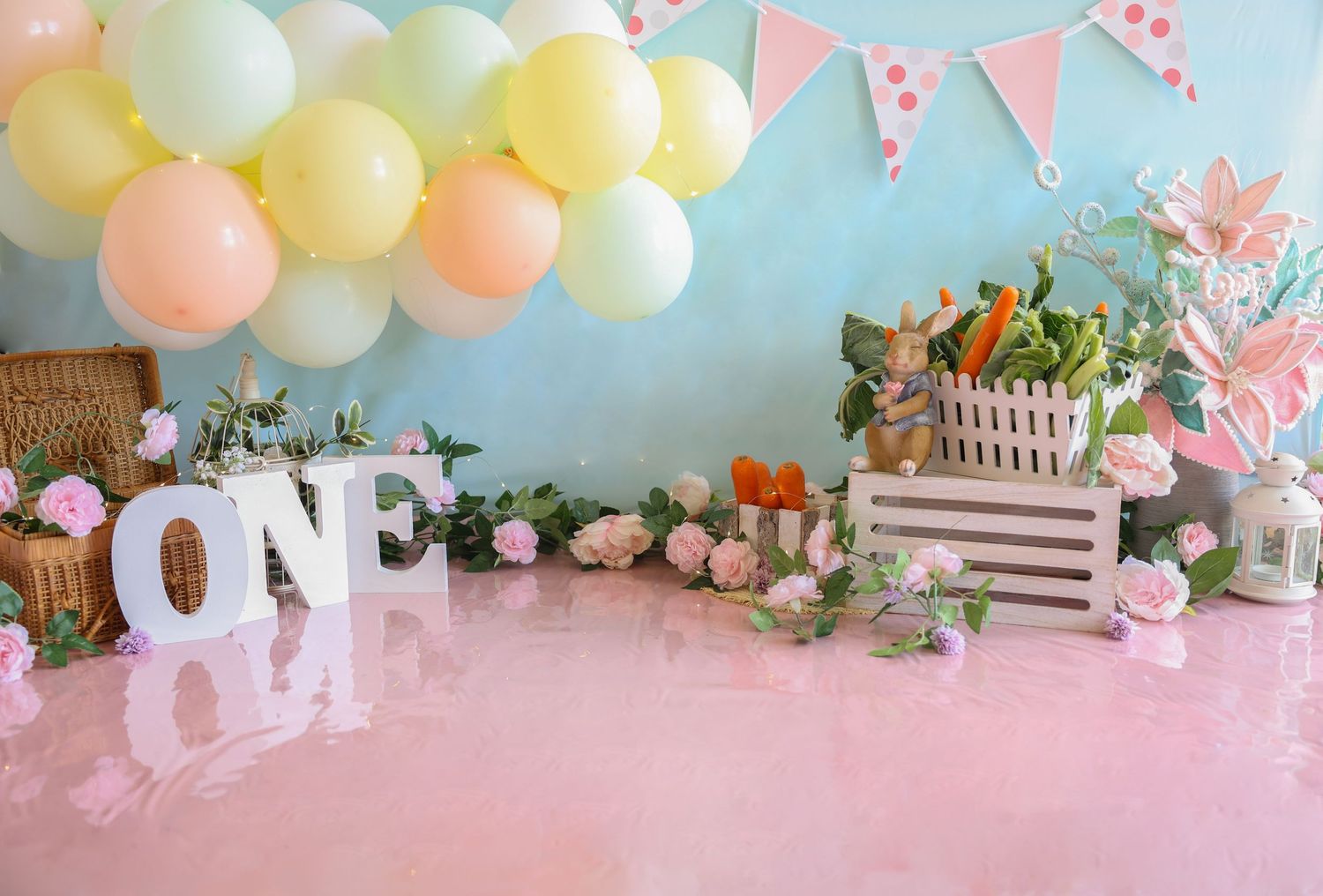 Cute peter rabbit themed cake smash session in Penrith. Celebrating baby's first birthday cake smash session. Bump Birth and Beyond