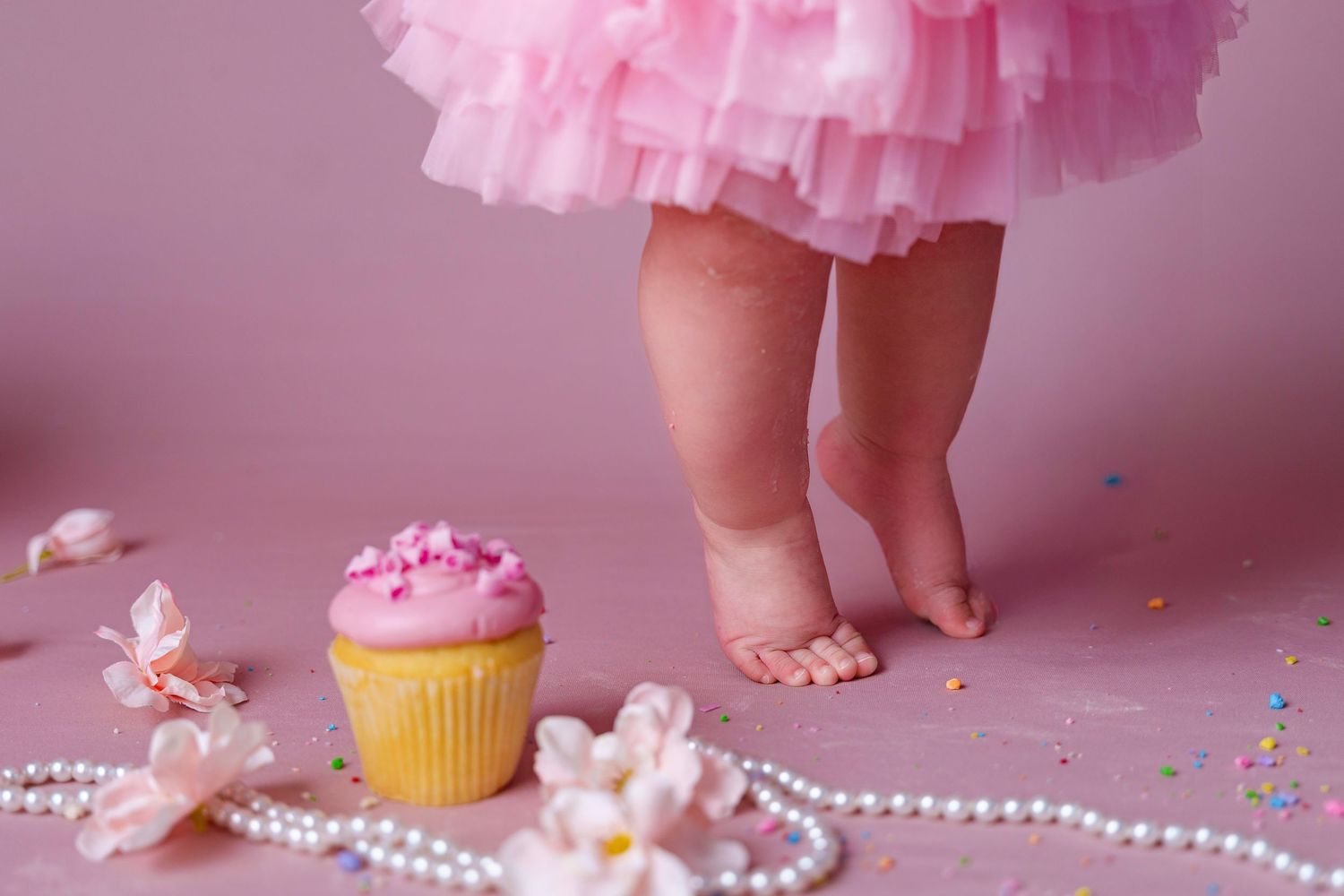 midland tx photographer photographers midland tx first birthday photoshoot one year cake smash pink milestone session tippy toes ballerina