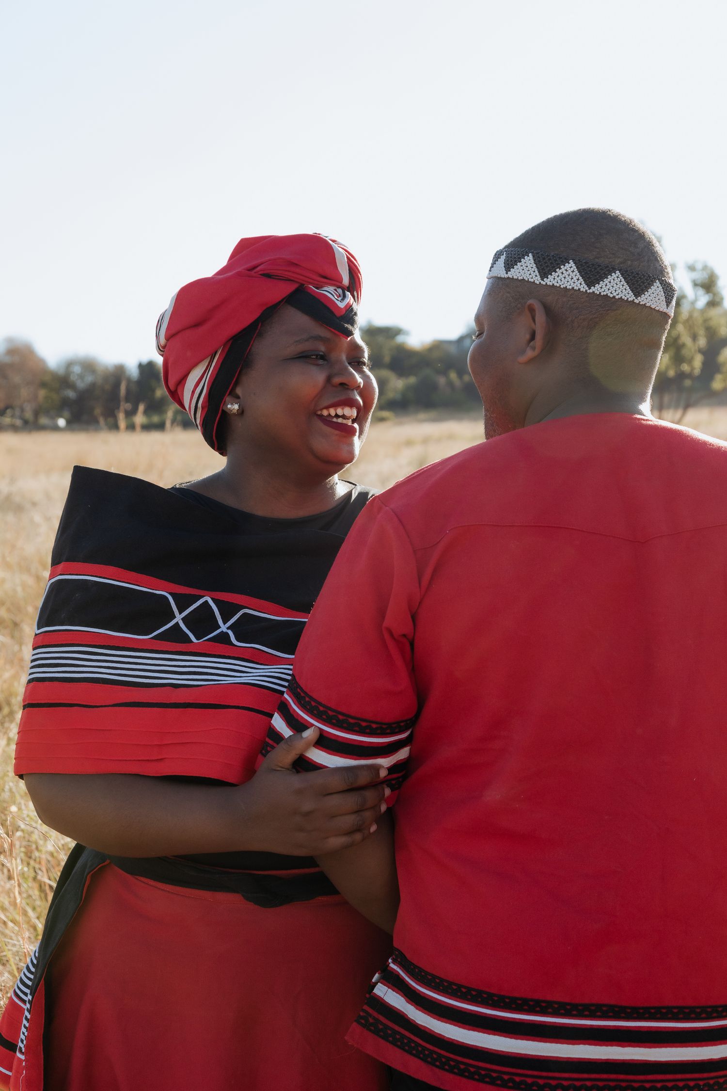 Couple embracing during engagement photography session in Johannesburg