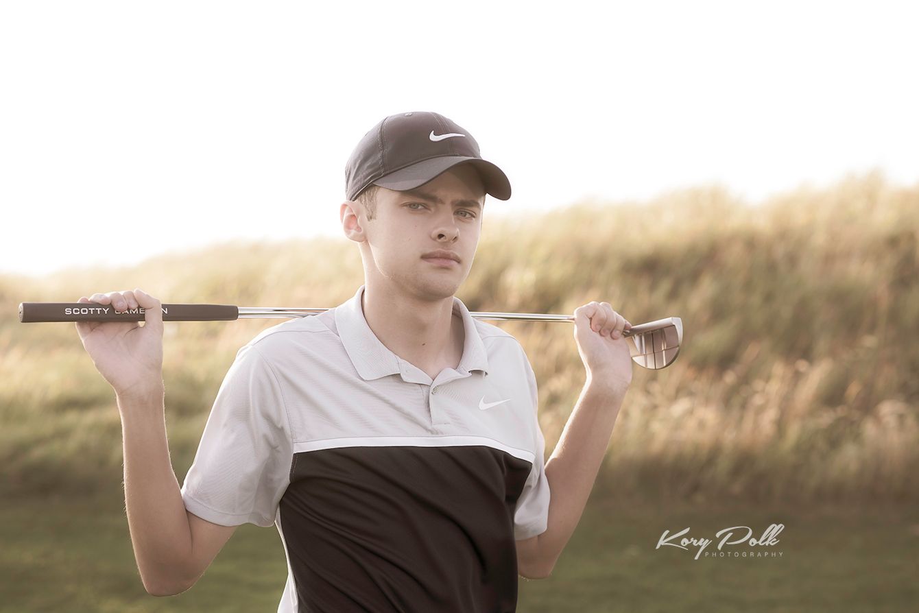 iowa high school golfer senior photos, video game-like theme,des moines senior portrait photographer, urbandale senior portrait photographer