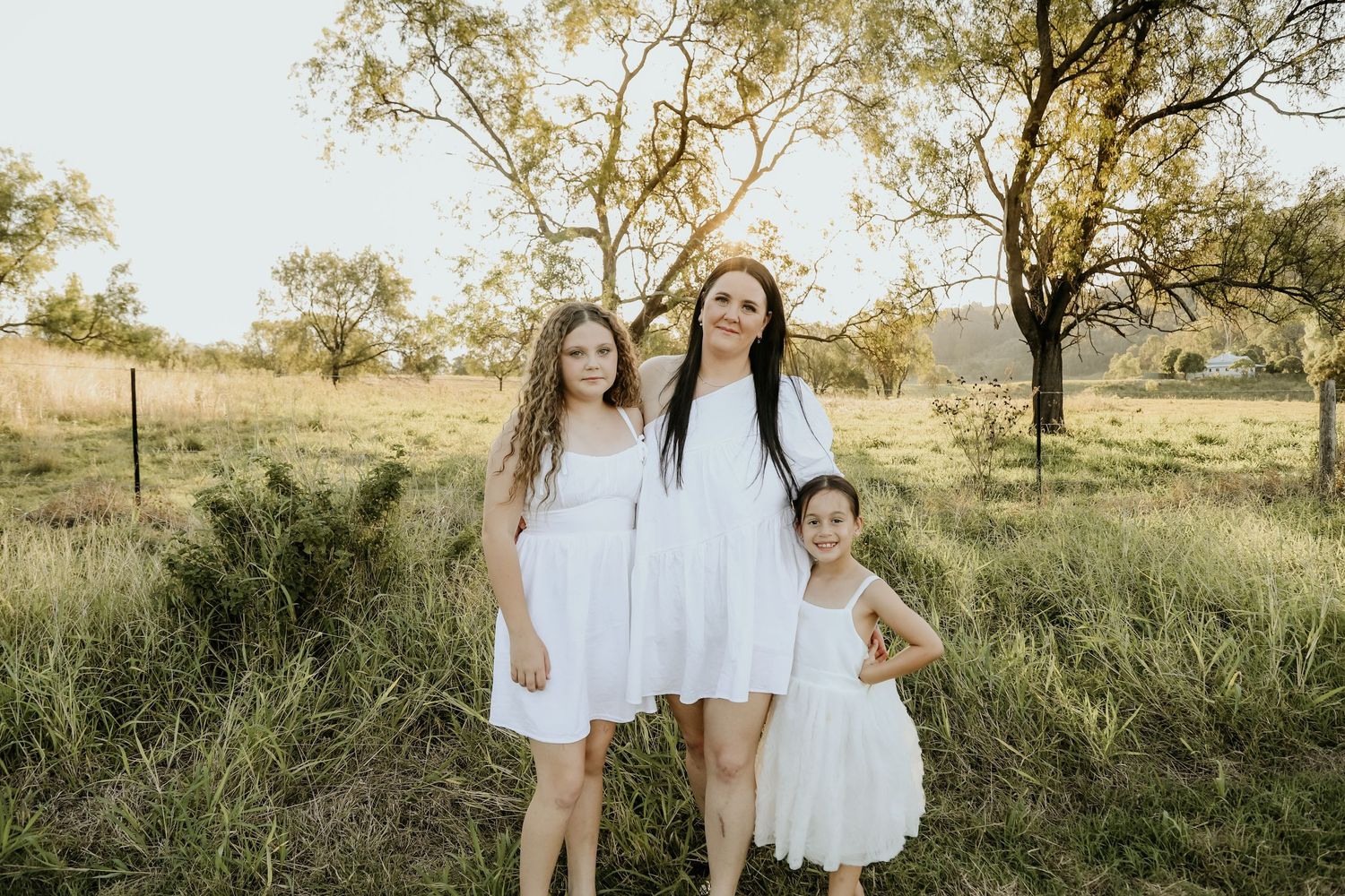 Mother and daughters outside photo session