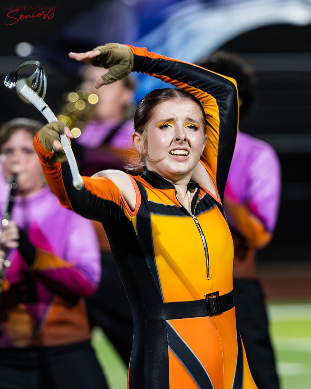 Phoenix AZMBA Marching Band Pictures senior BANNERS Anjeanette Photography High School AZ halftime performance photos