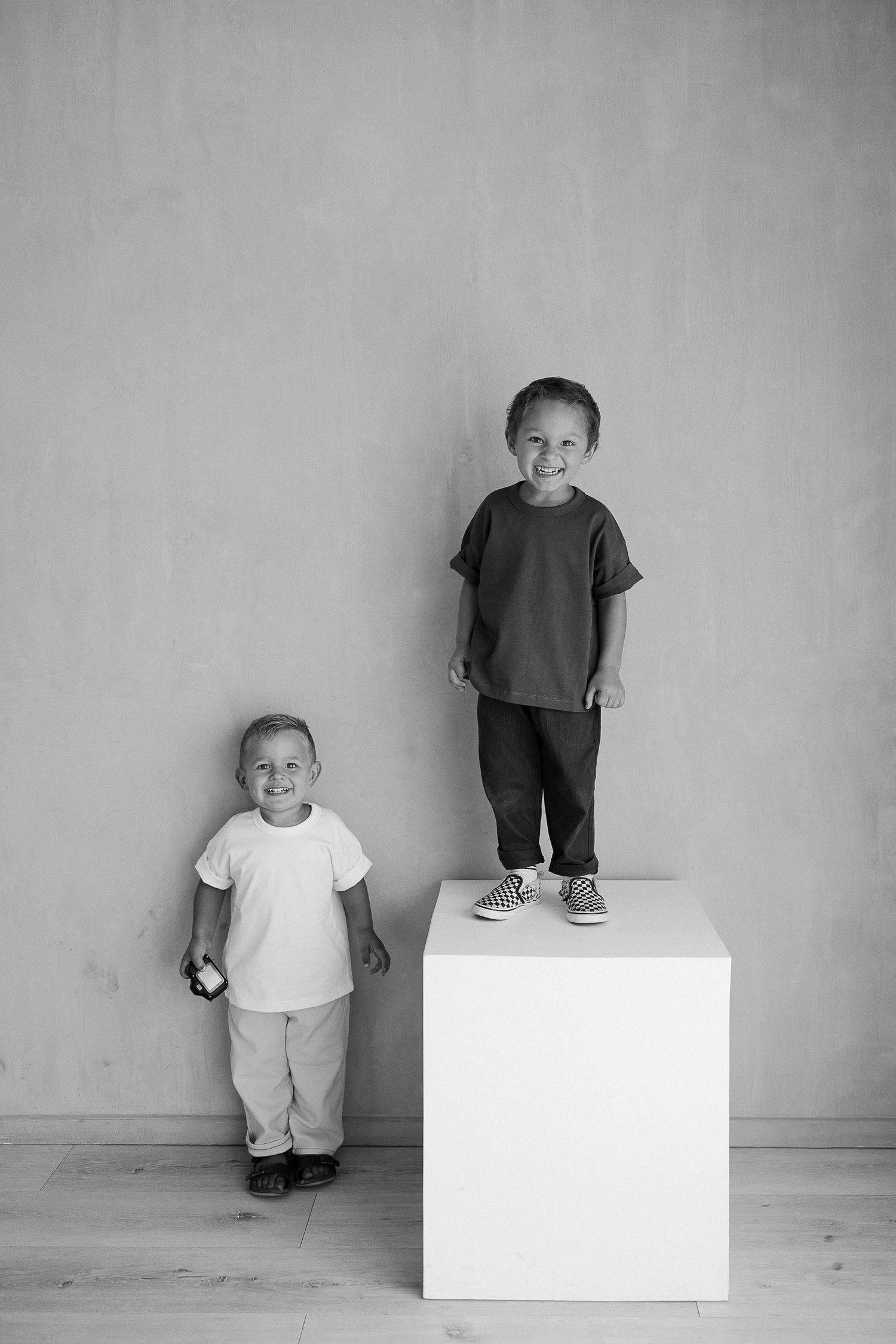 Family photo studio in Orange County capturing playful toddler moments