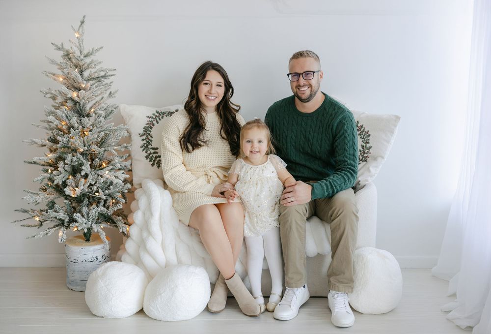 Family in the studio for Holiday Mini Sessions in CT.